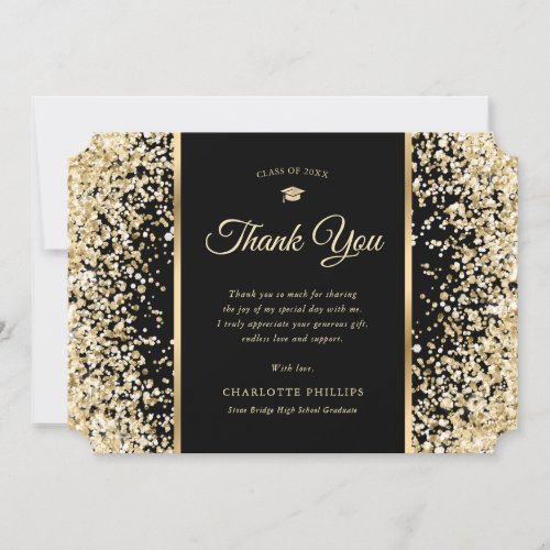 Black and Gold Graduation Thank You Card