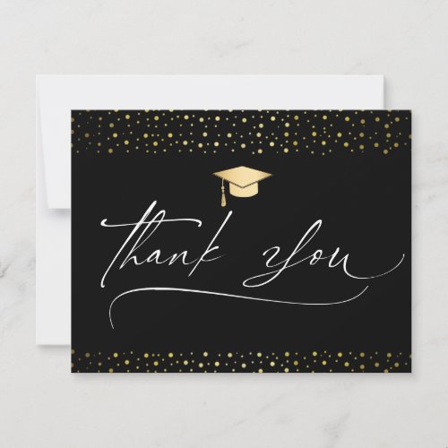 Black and Gold Graduation Thank You Note Card