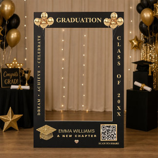 Black and Gold Graduation with Custom Selfie Frame