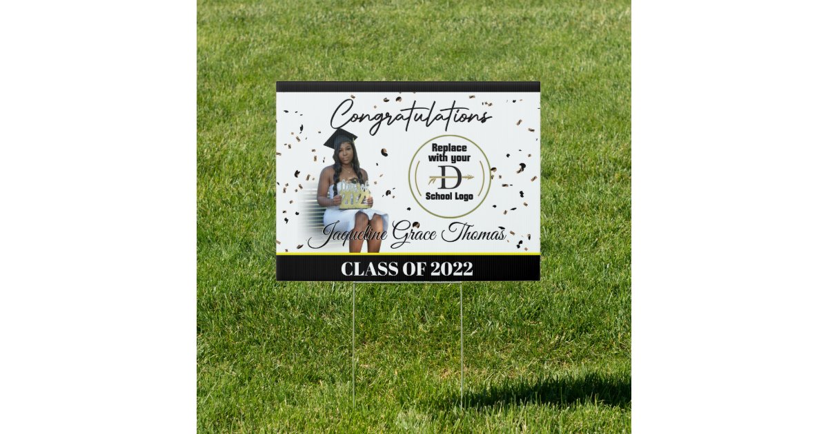Black and Gold Graduation Yard Sign | Zazzle