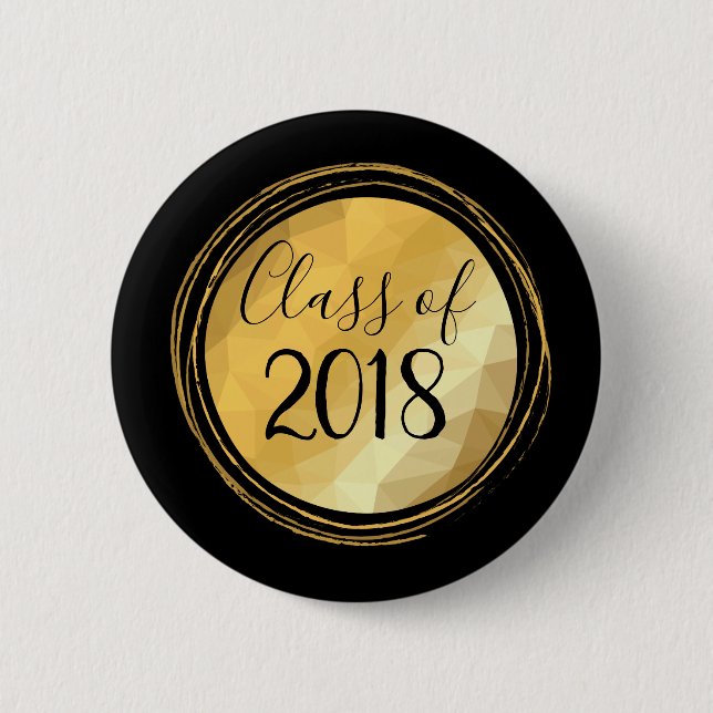 Black and gold gradutation class button (Front)