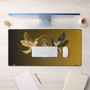 Black and Gold Graphic Art, Ethereal Unison Desk Mat