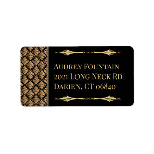 Black and Gold Great Gatsby Elegant Art Deco Label