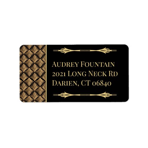 Black and Gold Great Gatsby Elegant Art Deco Label