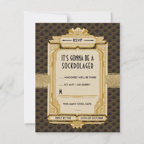 Black and Gold Great Gatsby RSVP Cards