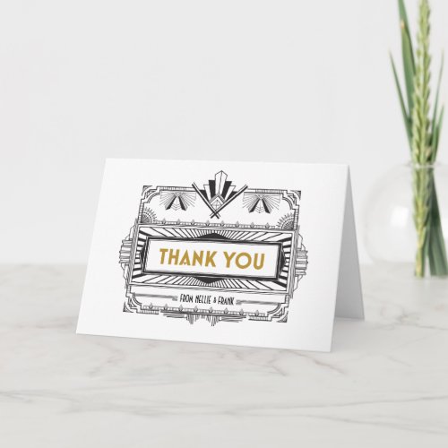 Black and Gold Great Gatsby Thank You Notes