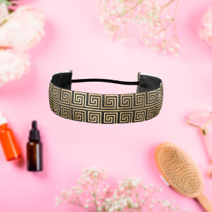 Black and Gold Greek Key Pattern Athletic Headband