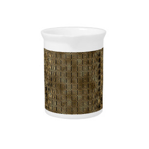 Black and Gold Greek Key Pattern  Beverage Pitcher