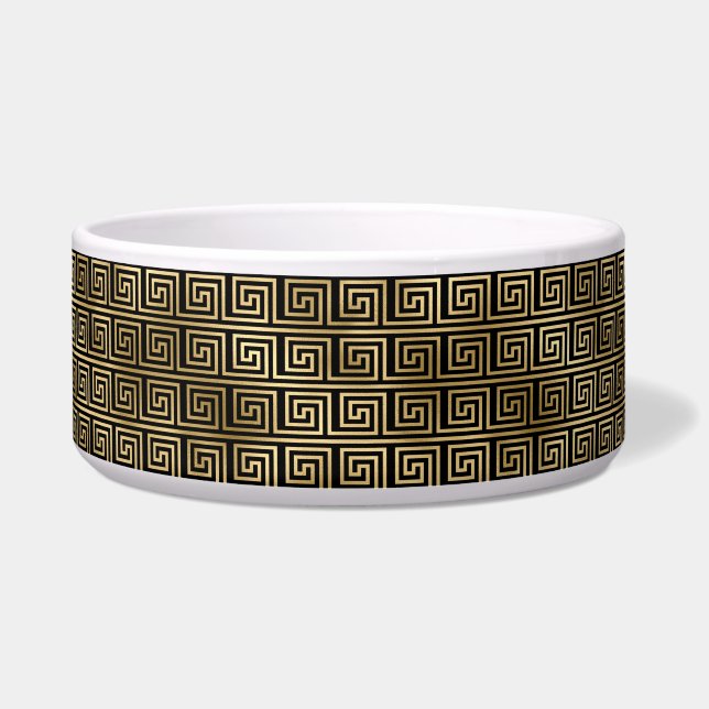 Black and Gold Greek Key Pattern   Bowl (Front)