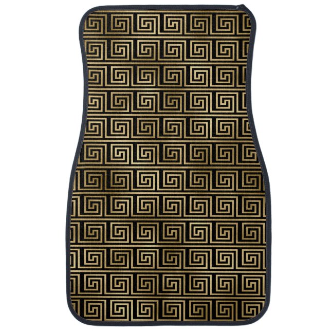 Black and Gold Greek Key Pattern  Car Floor Mat (Front)