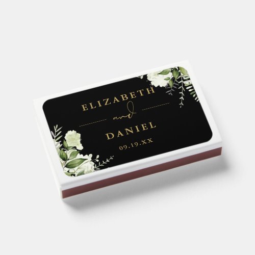 Black And Gold Greenery Wedding Favors Matchboxes