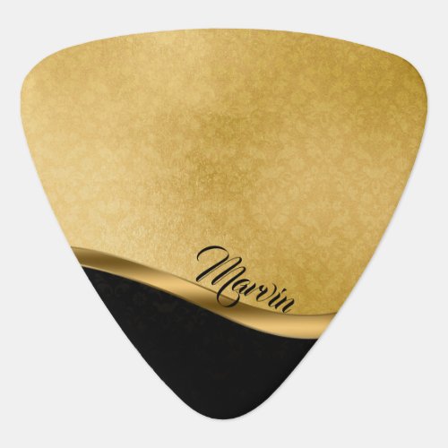 Black and Gold Guitar Pick Personalized