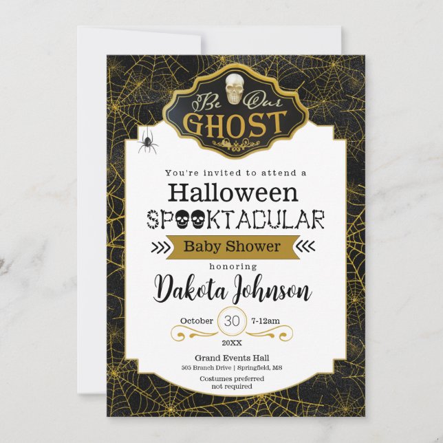Black and Gold Halloween Baby Shower invitation (Front)