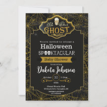 Black and Gold Halloween Baby Shower invitation