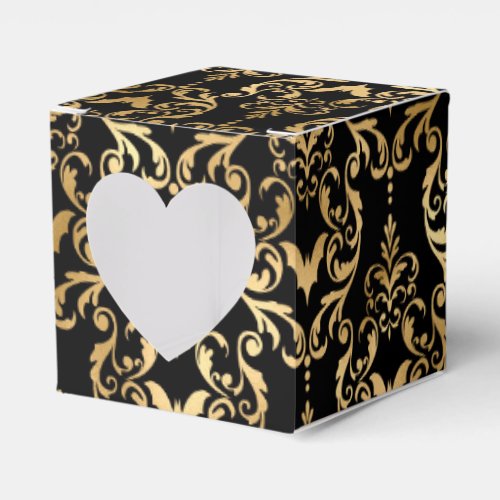 Black and Gold Halloween Damask Favor Boxes