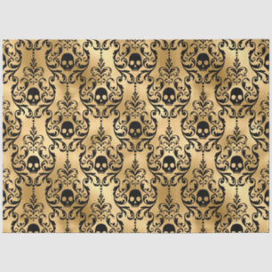 Black and Gold Halloween Damask Tissue Paper