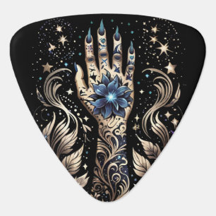 Black And Gold Hand Tattoo Guitar Pick