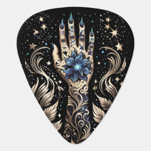 Black And Gold Hand Tattoo Guitar Pick