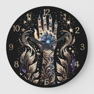 Black And Gold Hand Tattoo Large Clock