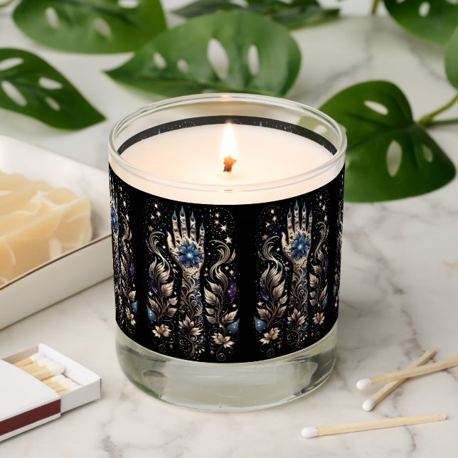 Black And Gold Hand Tattoo Scented Candle (Lit)