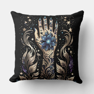 Black And Gold Hand Tattoo Throw Pillow
