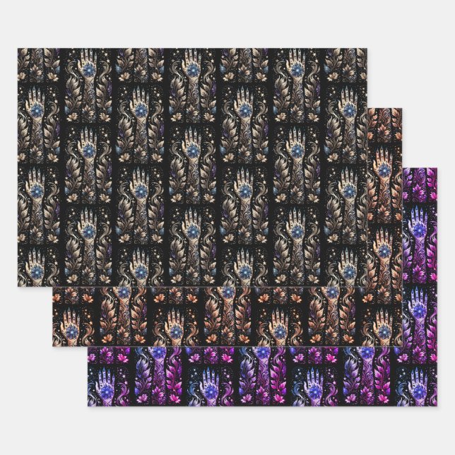 Black And Gold Hand Tattoo Wrapping Paper Sheets (Set)