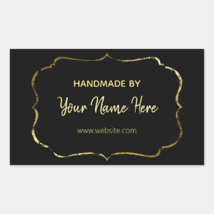 Black And Gold Handmade Rectangular Sticker