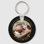 Black And Gold Happy First Father&#39;s Day Photo   Keychain at Zazzle
