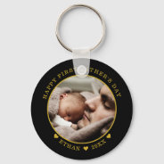 Black And Gold Happy First Father's Day Photo   Keychain at Zazzle