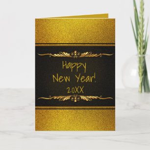 Black and Gold HAPPY NEW YEAR Personalized Card