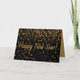 Black and Gold HAPPY NEW YEAR Personalized Card