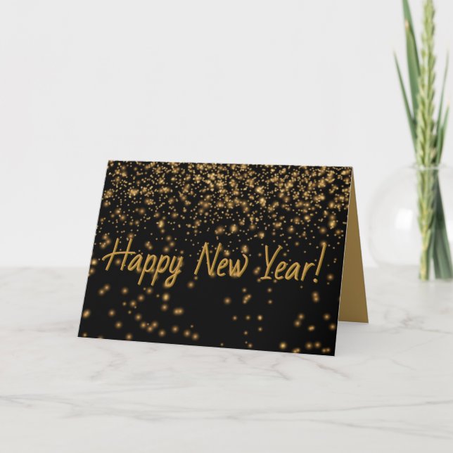 Black and Gold HAPPY NEW YEAR Personalized  Card (Front)