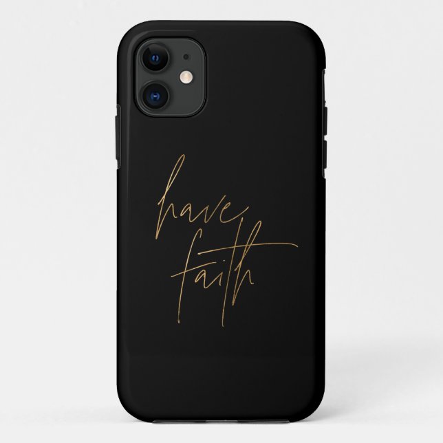 Black and Gold Have Faith Quote Case-Mate iPhone Case (Back)