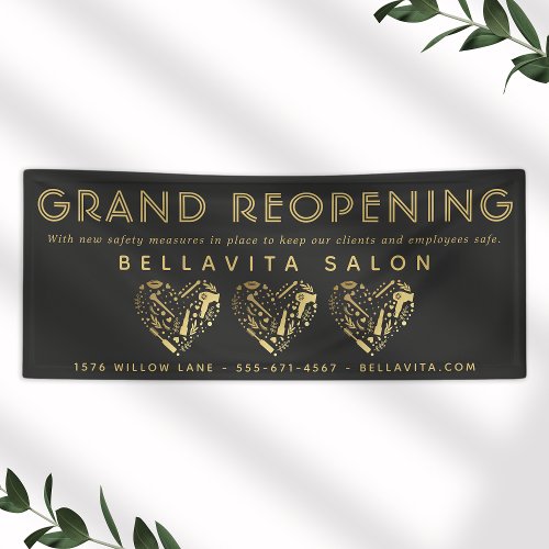 Black And Gold Heart Salon Business Banner