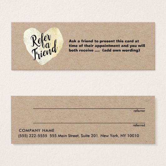 Black and Gold Heart Script Calligraphy Referral (Front & Back)