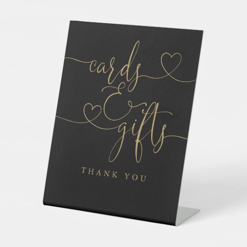 Black And Gold Heart Script Cards And Gifts Pedestal Sign