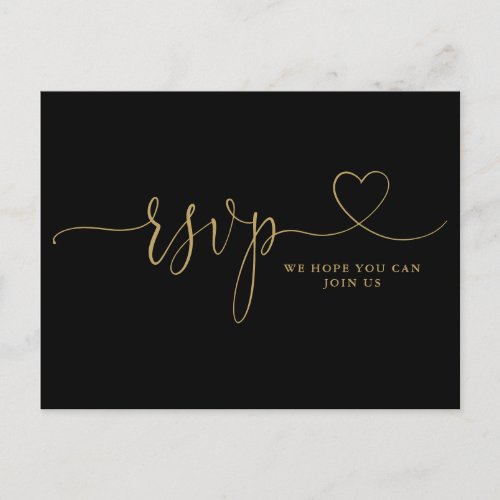 Black And Gold Heart Script Song Request RSVP Card