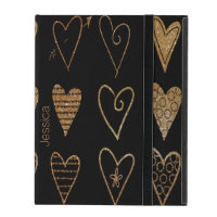 Black and Gold Hearts Custom iPad Case