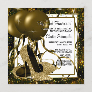 Black and Gold High Heel Birthday Party Invitation