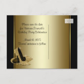 Black and Gold High Heel Shoe Save The Date Announcement Postcard (Back)