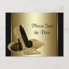 Black and Gold High Heel Shoe Save The Date