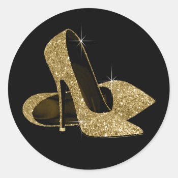 Black And Gold High Heel Shoe Stickers by Pure_Elegance at Zazzle