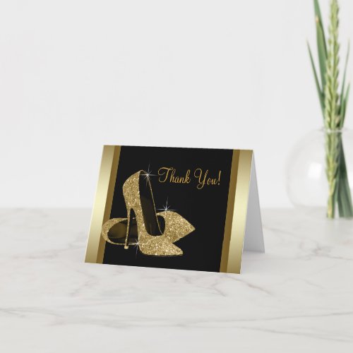 Black and Gold High Heel Shoe Thank You