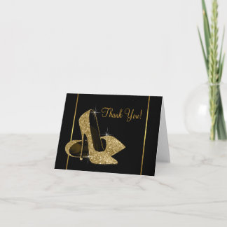Black and Gold High Heel Shoe Thank You Card