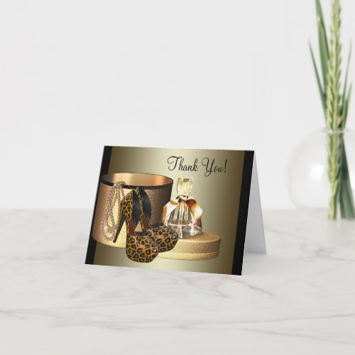 Black and Gold High Heel Shoe Thank You Cards