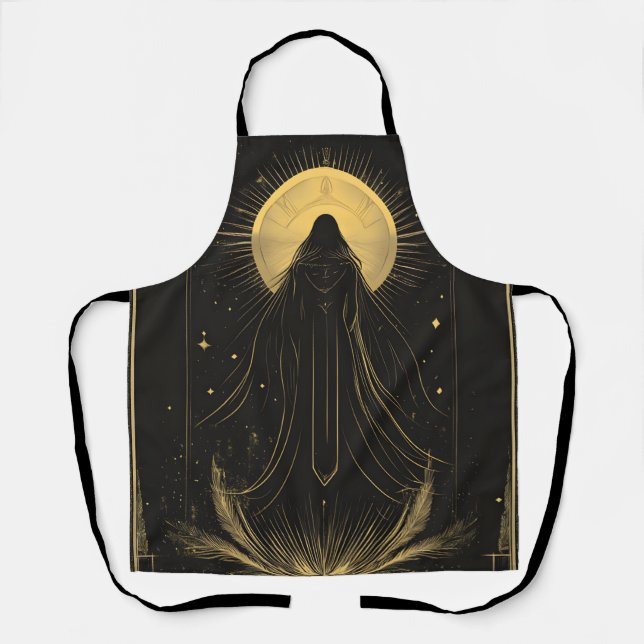 Black and Gold High Priestess Mystical Apron (Front)