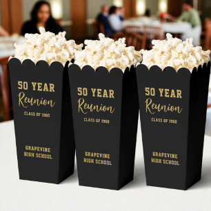 Black and Gold High School Class of Reunion Party Favor Boxes