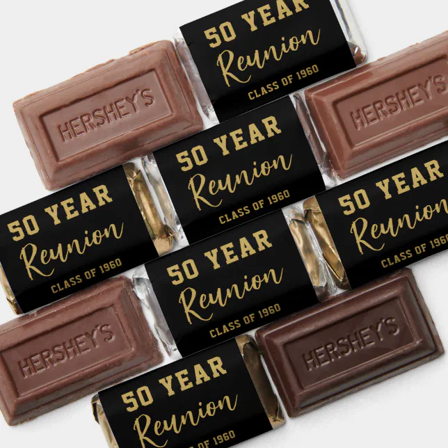 Black and Gold High School Class of Reunion Party Hershey's Miniatures ...