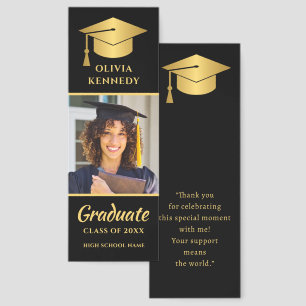 Black And Gold High School Graduation 2026 Photo Bookmarks