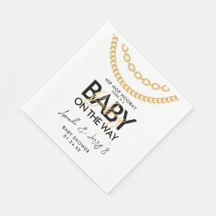 Black and Gold Hip Hop Baby Shower Napkins